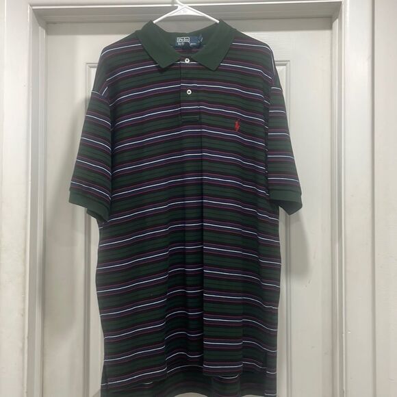 Men’s Polo by Ralph Lauren XXL green striped polo shirt - Picture 1 of 5